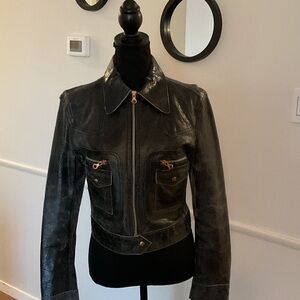 Diesel Distressed Black Leather Jacket